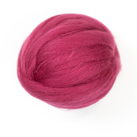 Kondoos Colored Natural wool roving, 8 oz. Best wool for needle felting, wet felting, handcrafts and spinning. (Red Wine, 8 oz)