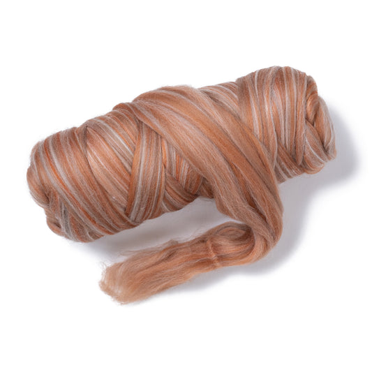 Kondoos Multi Colored Natural Wool roving 1 lb. Best Wool for Needle Felting, Wet Felting, handcrafts and Spinning. (Pebble 1 lb)