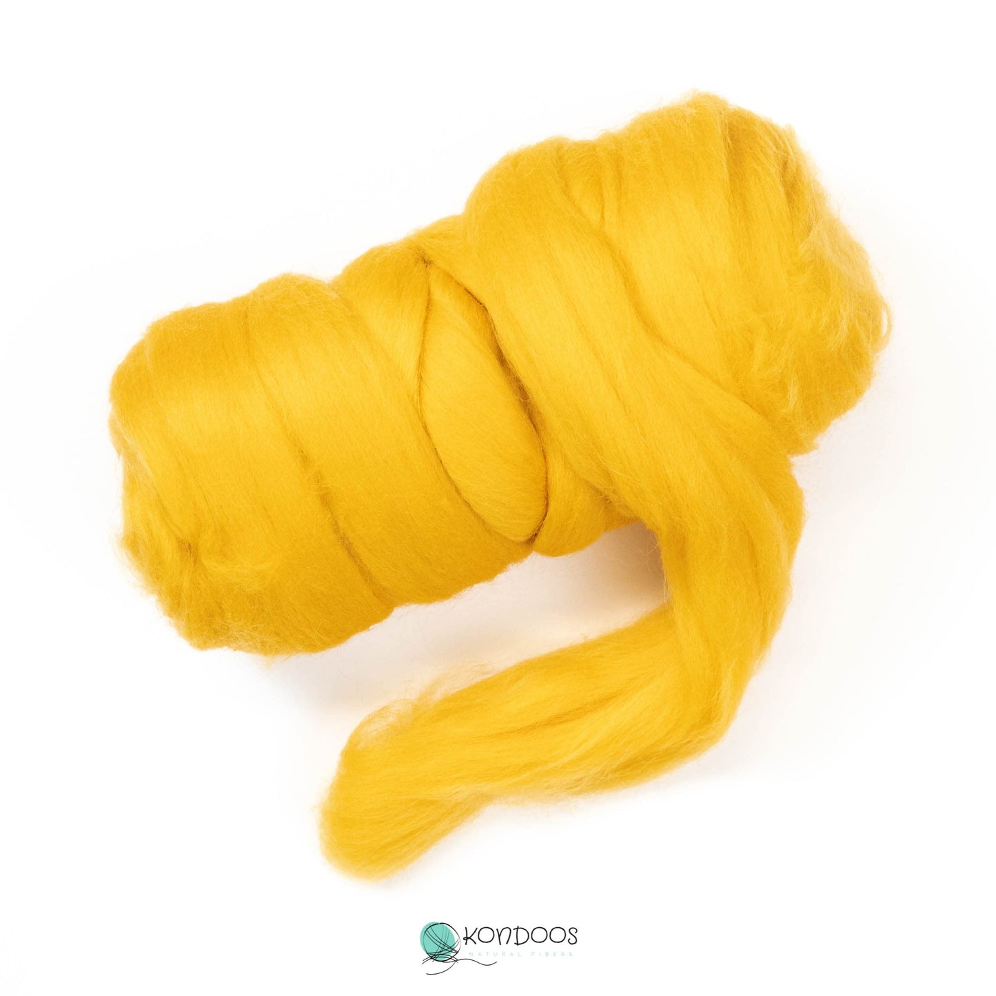 8 oz Natural Wool Roving: Mustard Colored Fiber for Felting, Handcrafts & Spinning