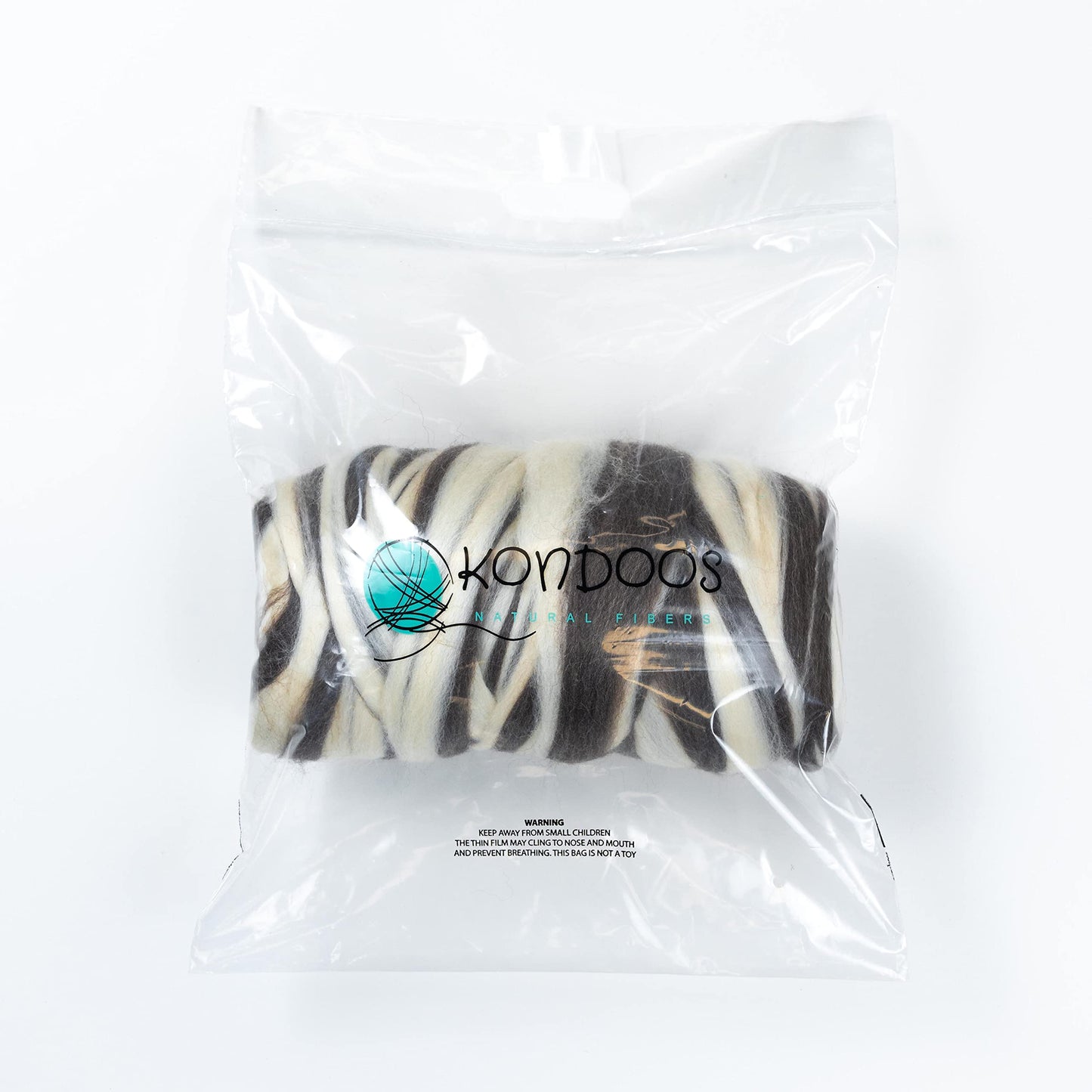 1 lb Natural Wool Roving: Natural Un-Dyed Bulk Fiber for Spinning, Knitting & Needle Felting (Zebra(Ecru/Mocha), 1 lb)