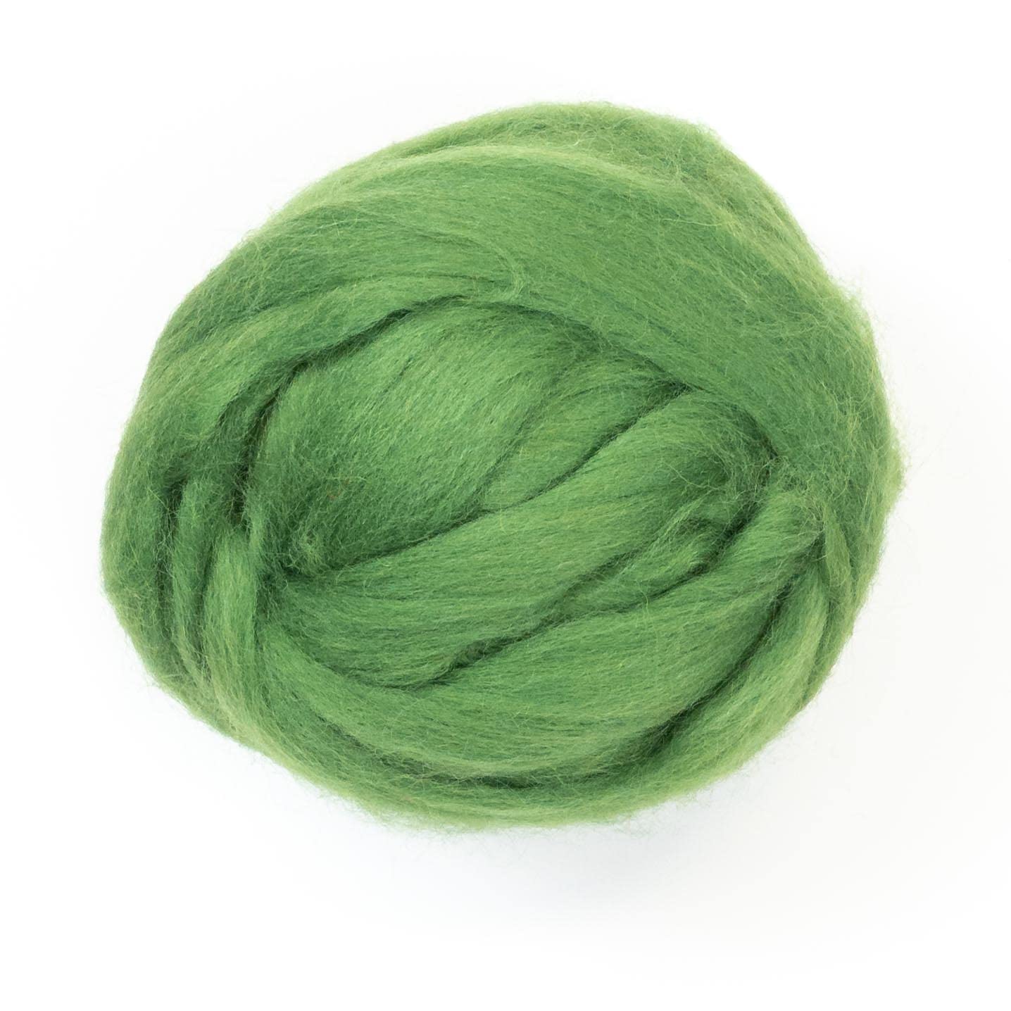 8 oz Natural Wool Roving: Grass Green Colored Fiber for Felting, Handcrafts & Spinning