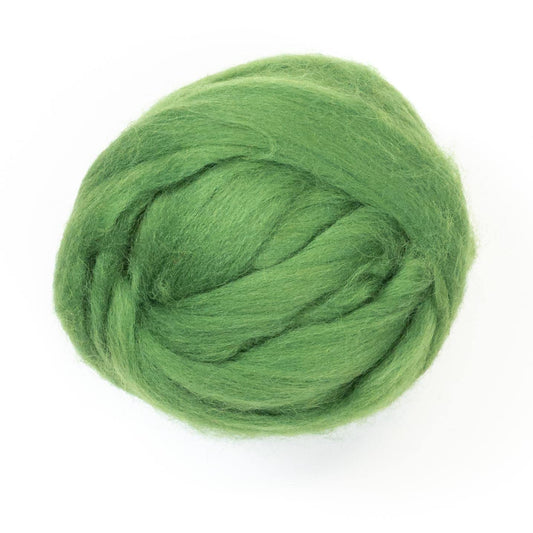 Kondoos Colored Natural Wool roving, 8 OZ. Best Wool for Needle Felting, Wet Felting, handcrafts and Spinning. (Grass Green)