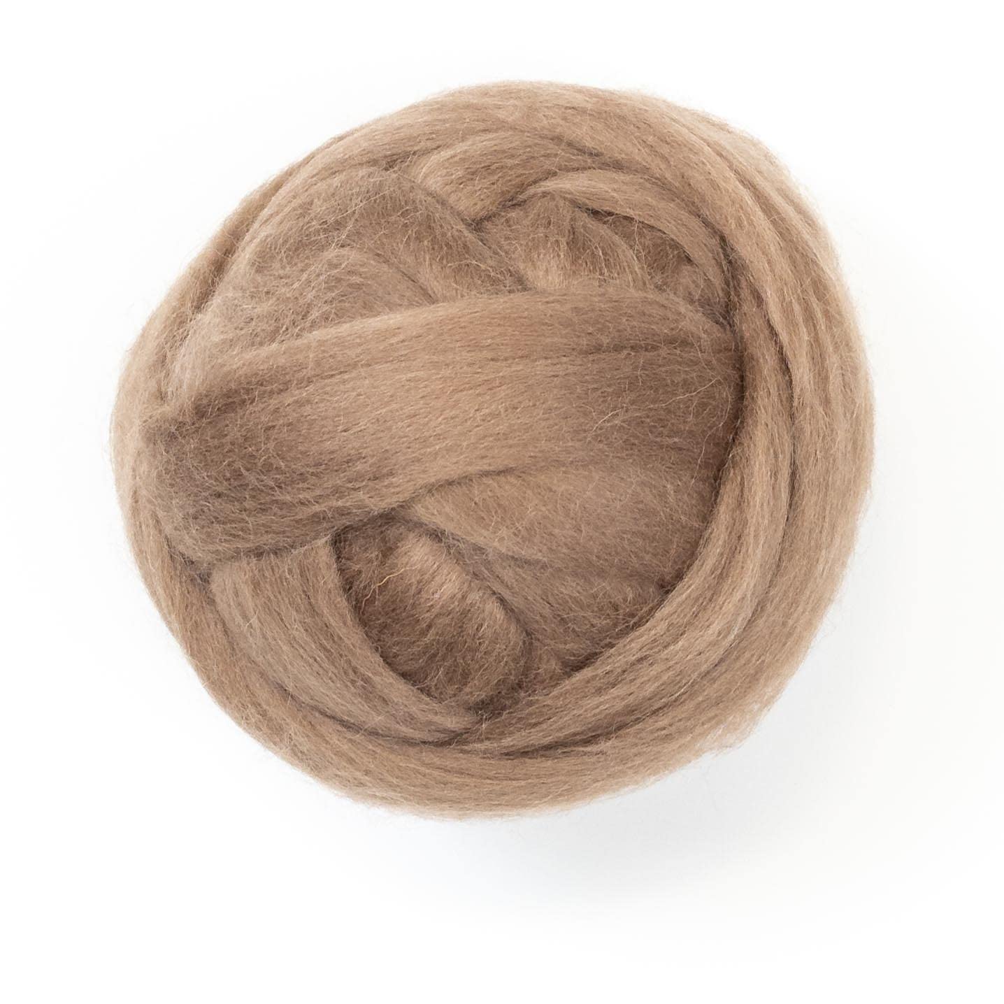 8 oz Natural Wool Roving: Tobacco Colored Fiber for Felting, Handcrafts & Spinning
