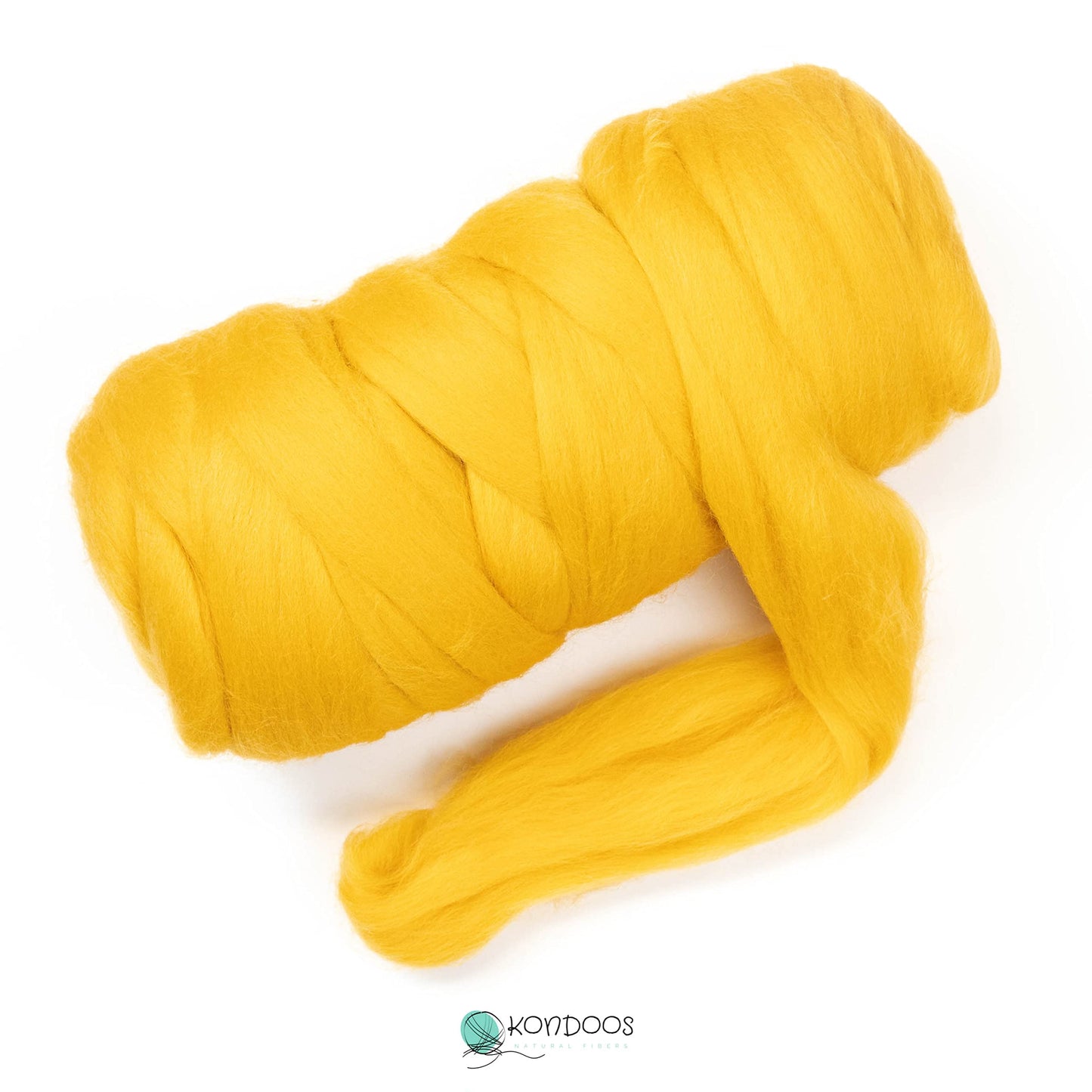 1 lb Natural Wool Roving: Colored Fiber for Felting, Handcrafts & Spinning (Mustard, 1 lb)