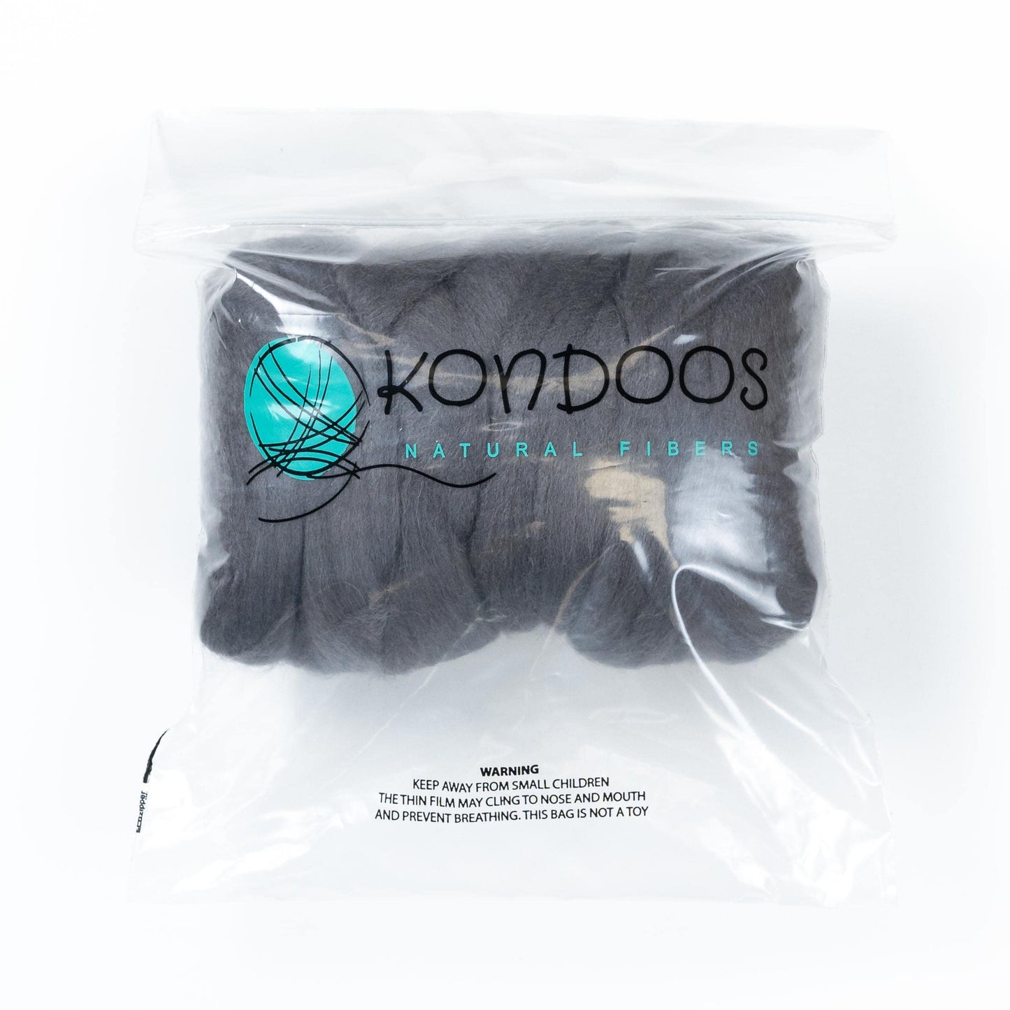 8 oz Natural Wool Roving:  Graphite Colored Fiber for Felting, Handcrafts & Spinning