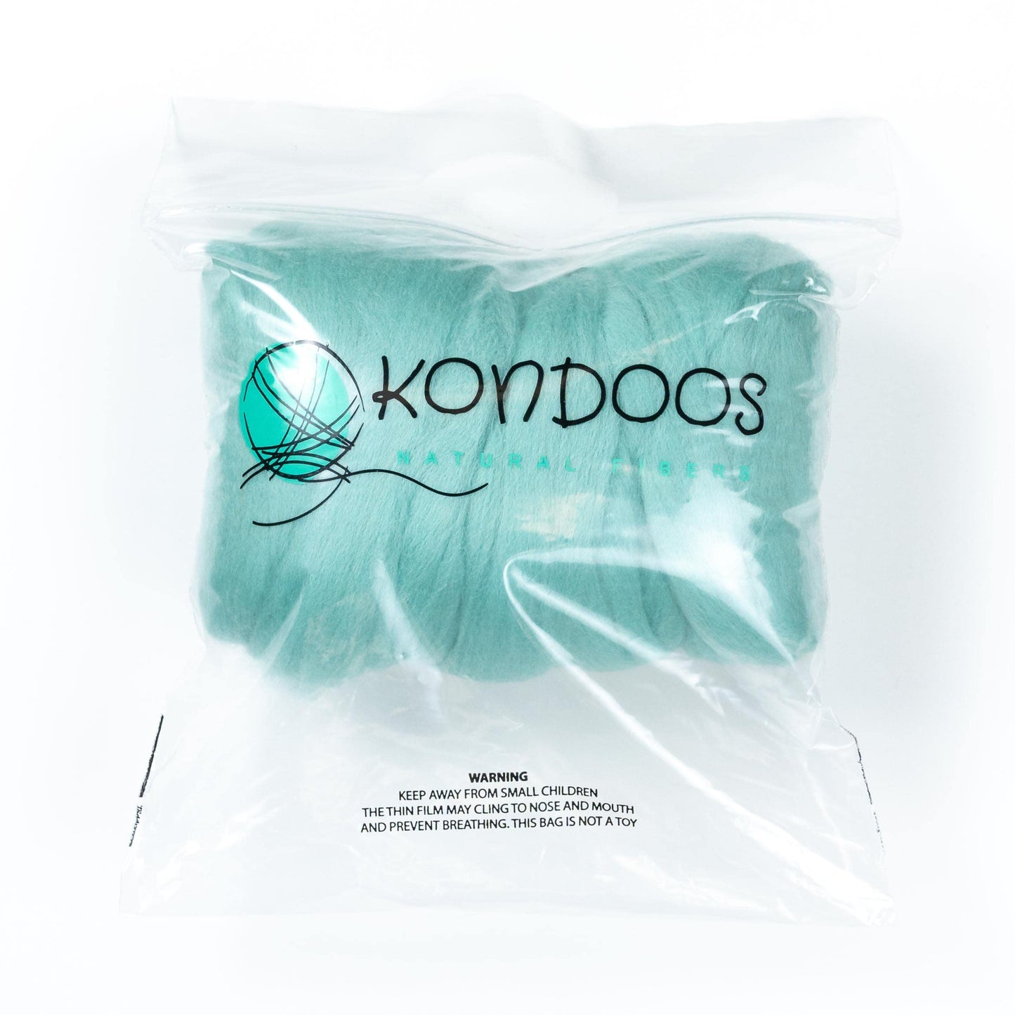 Kondoos Colored Natural Wool roving, 8 OZ. Best Wool for Needle Felting, Wet Felting, handcrafts and Spinning. (Acqua)
