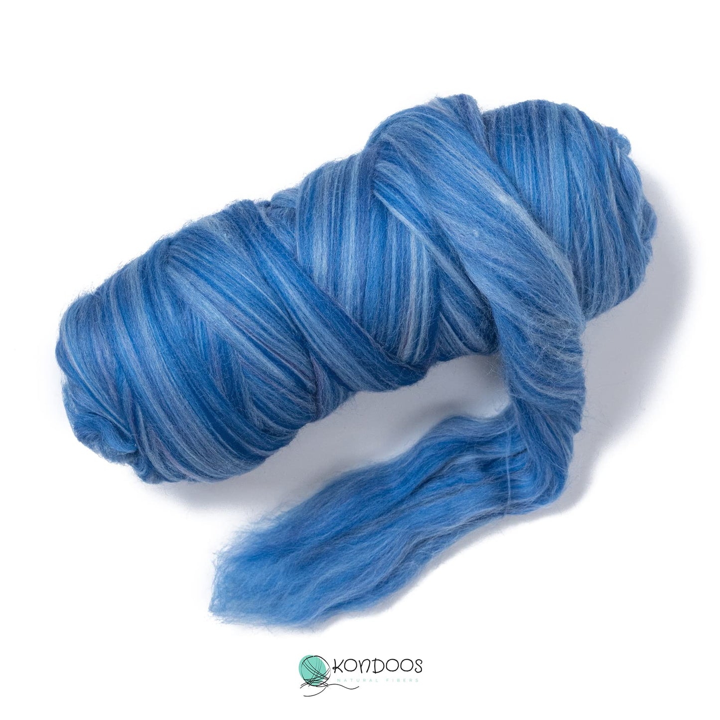Kondoos Multi Colored Natural Wool roving 1 lb. Best Wool for Needle Felting, Wet Felting, handcrafts and Spinning. (Ocean 1 lb)