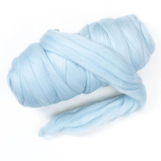 Kondoos Colored Natural Wool roving, 1 lb. Best Wool for Needle Felting, Wet Felting, handcrafts and Spinning. (Light Blue, 1 lb)