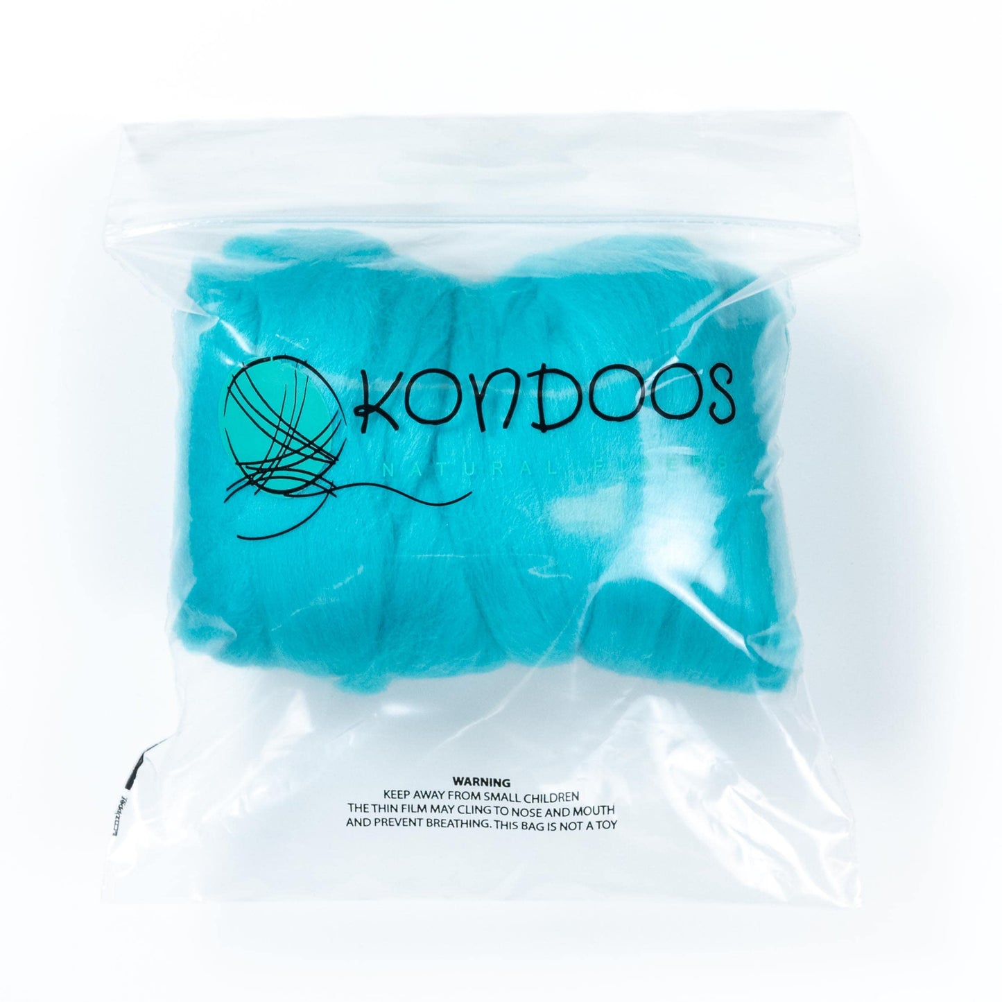 8 oz Natural Wool Roving: Cyan Colored Fiber for Felting, Handcrafts & Spinning