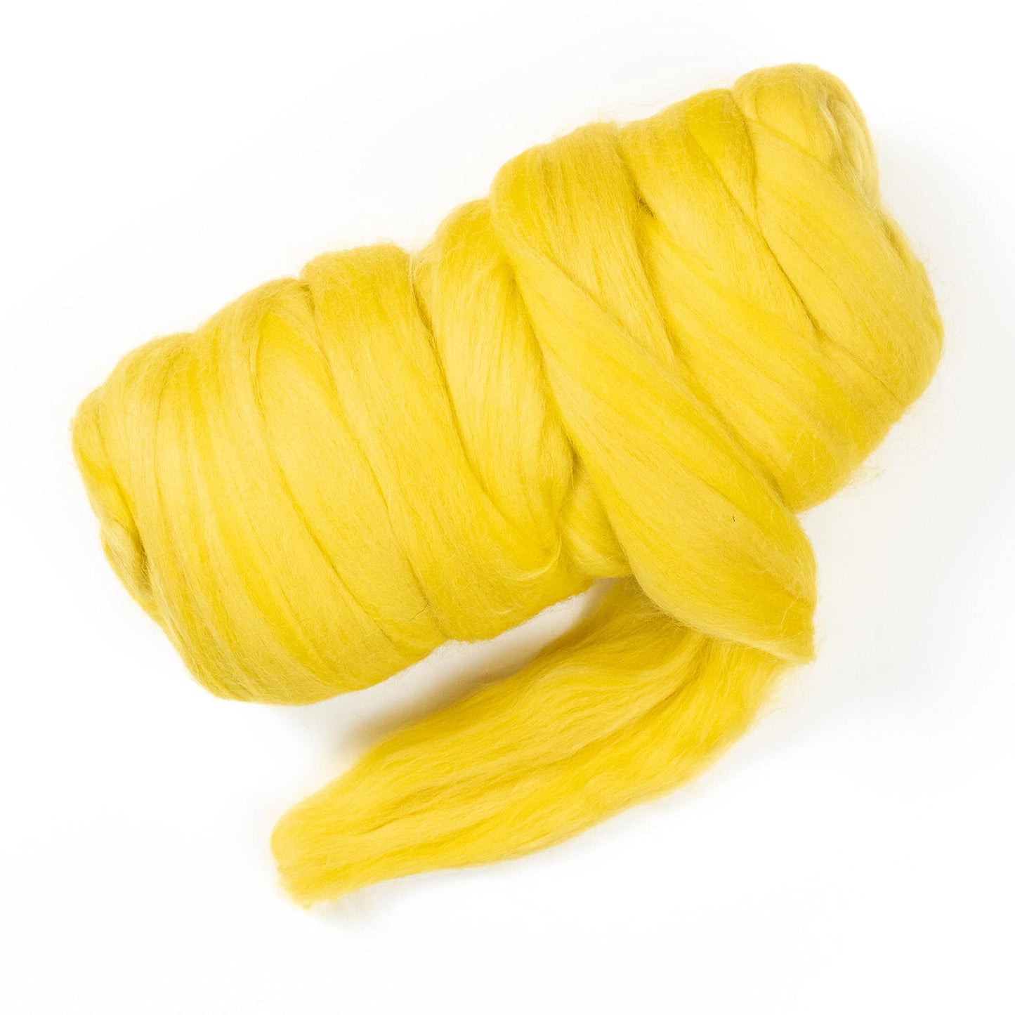 Kondoos Colored Natural Wool roving, 1 lb. Best Wool for Needle Felting, Wet Felting, handcrafts and Spinning. (Yellow Lemon, 1 lb)