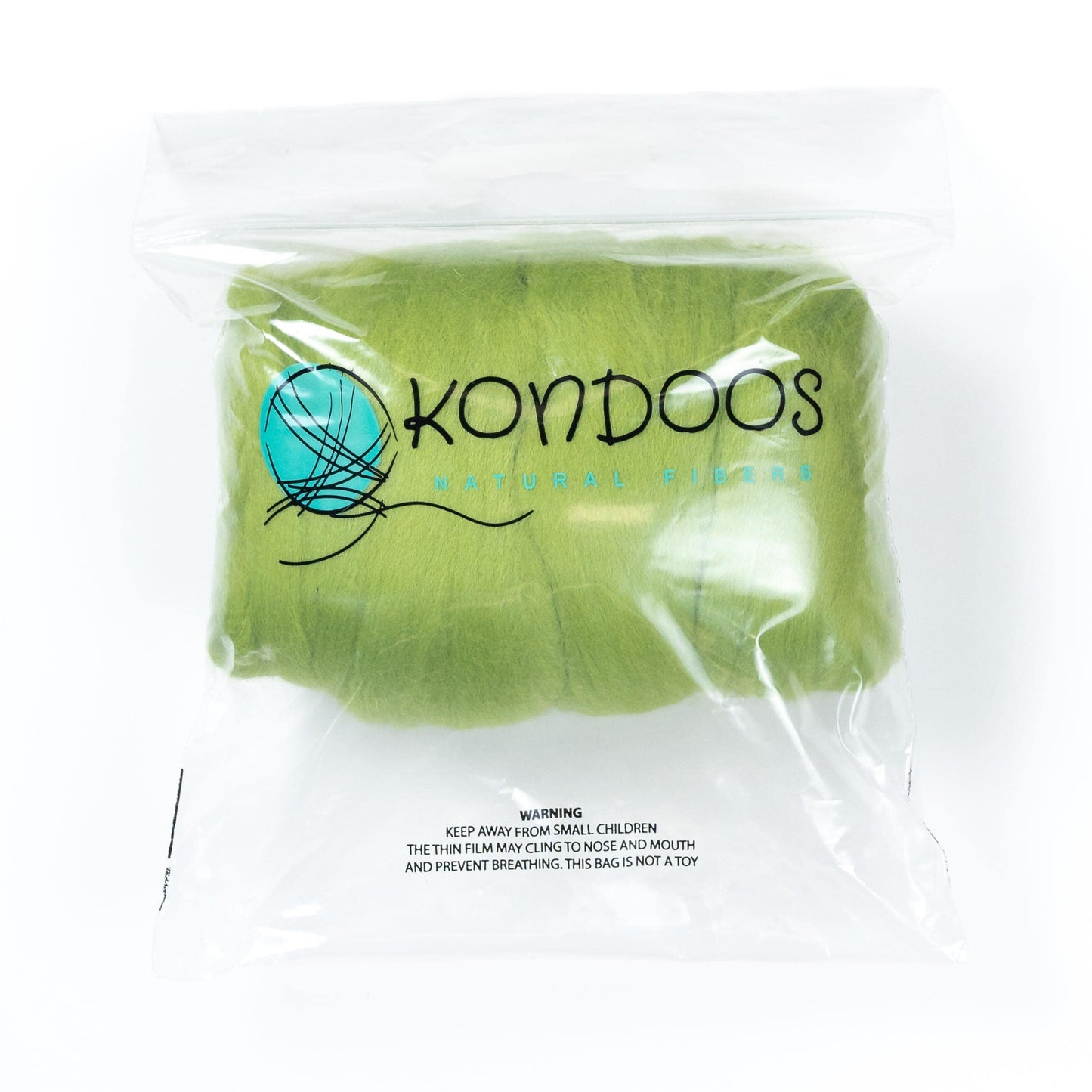 Kondoos Colored Natural Wool roving, 8 OZ. Best Wool for Needle Felting, Wet Felting, handcrafts and Spinning. (Green Apple)