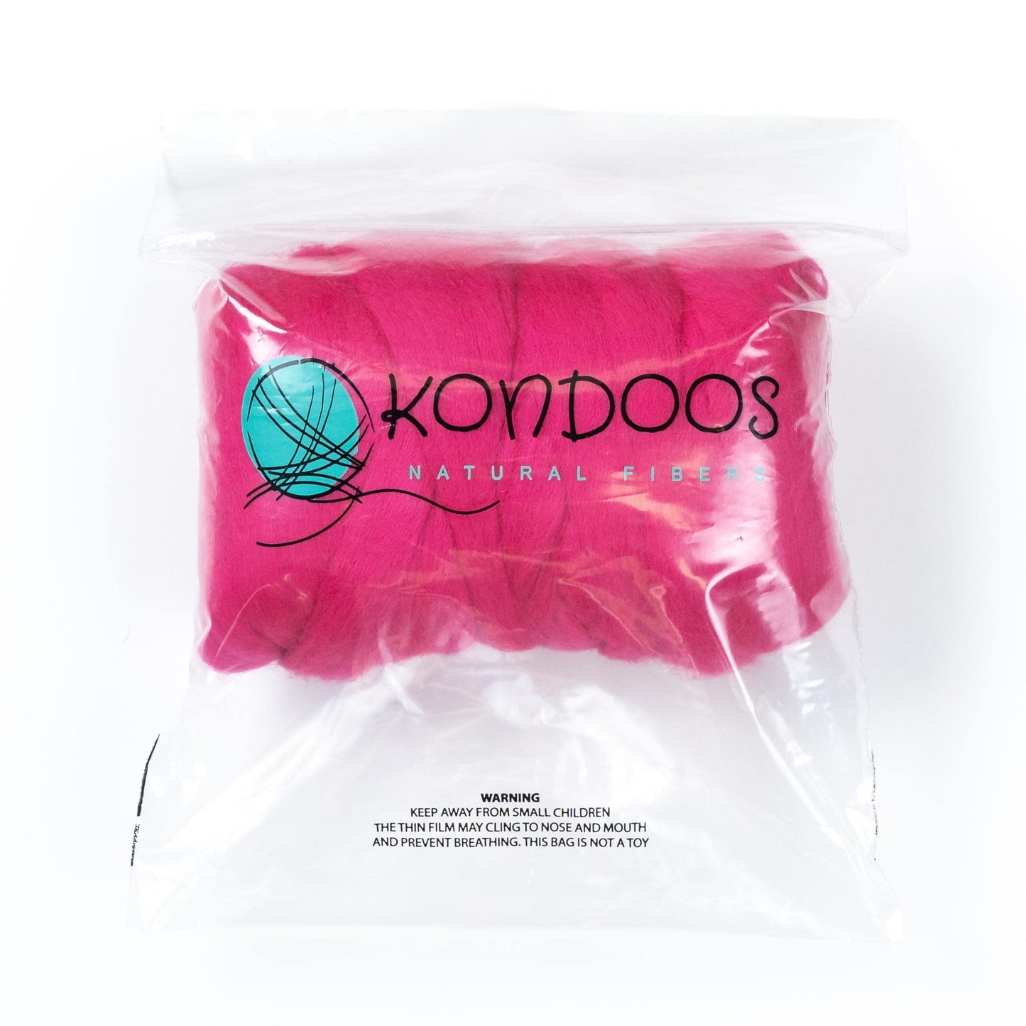 Kondoos Colored Natural Wool roving, 8 OZ. Best Wool for Needle Felting, Wet Felting, handcrafts and Spinning. (Fuchsia)