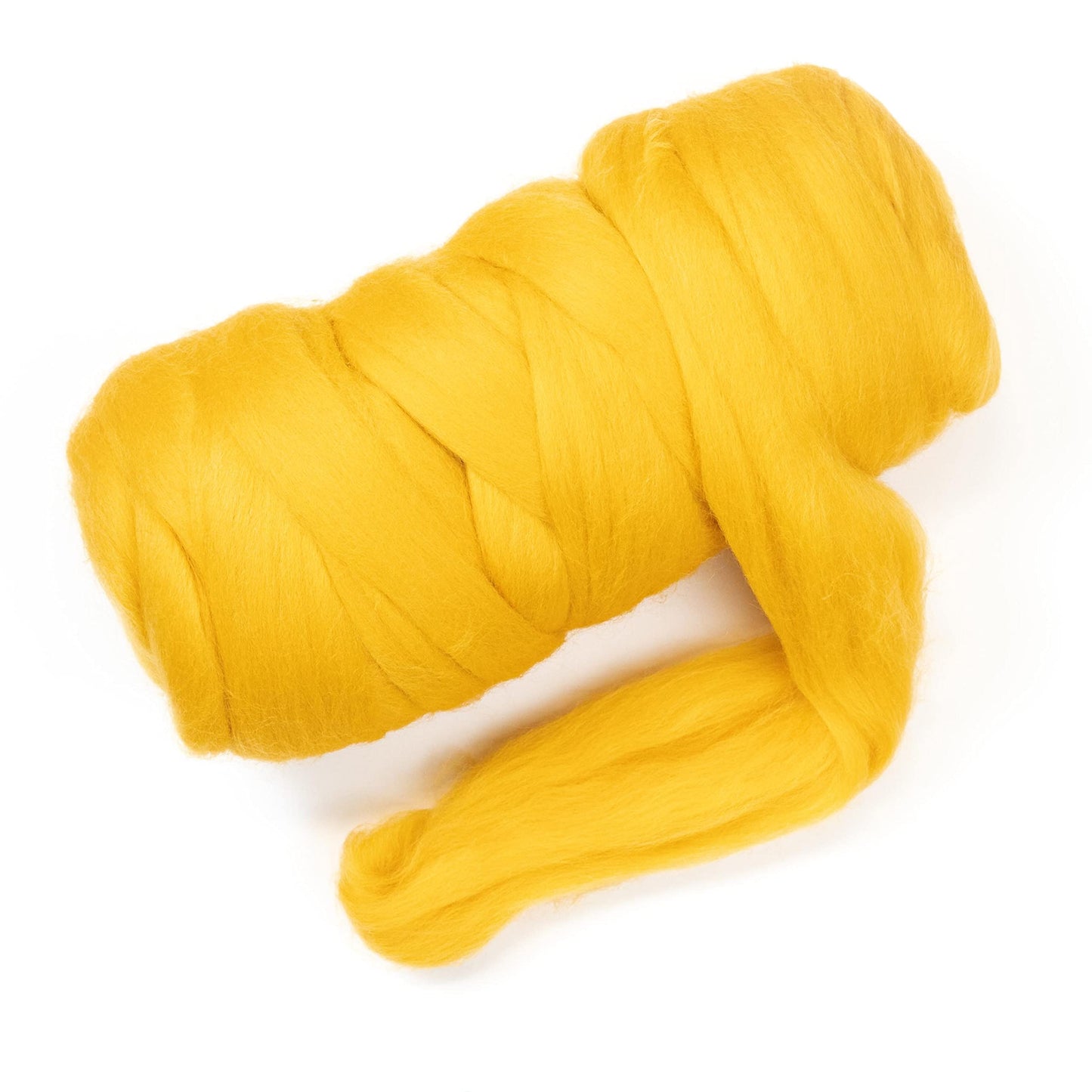 1 lb Natural Wool Roving: Colored Fiber for Felting, Handcrafts & Spinning (Mustard, 1 lb)