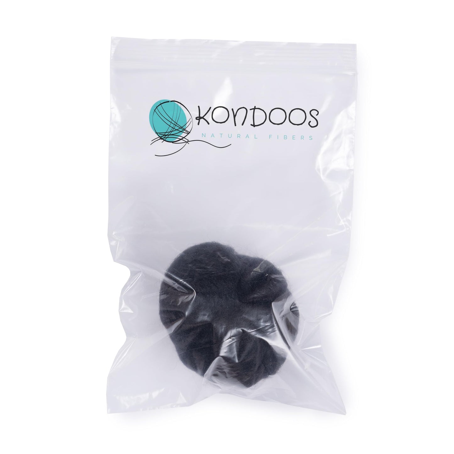 Kondoos Natural Wool roving, 2 OZ. Best Wool for Needle Felting and Wet Felting, handcrafts and DIY Spinning Projects, Wool Felting Supplies. Dyed Colors. (Total Black, 2 oz)