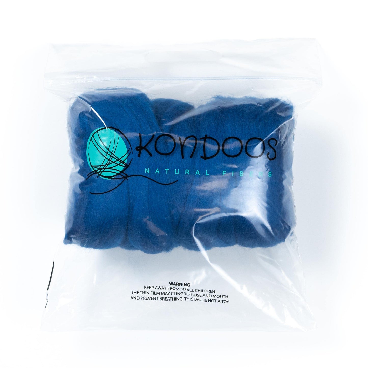 Kondoos Colored Natural Wool roving, 8 OZ. Best Wool for Needle Felting, Wet Felting, handcrafts and Spinning. (Electric Blue)
