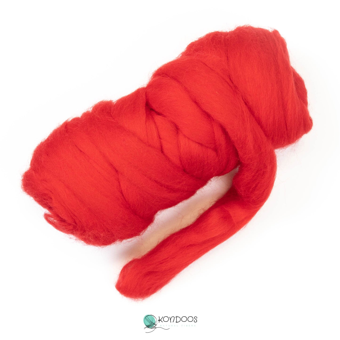 8 oz Natural Wool Roving: Red Colored Fiber for Felting, Handcrafts & Spinning