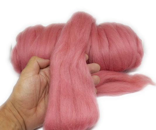 1 lb Natural Wool Roving: Colored Fiber for Felting, Handcrafts & Spinning (Wild Watermelon, 1 lb)