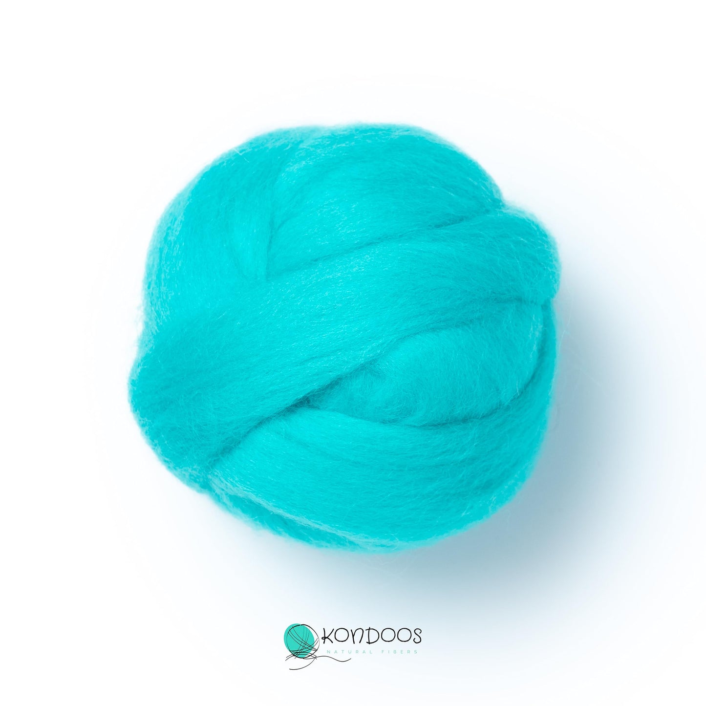2 oz Natural Wool Roving: Dyed Fiber for Felting, Handcrafts & Spinning (Cyan, 2 oz)