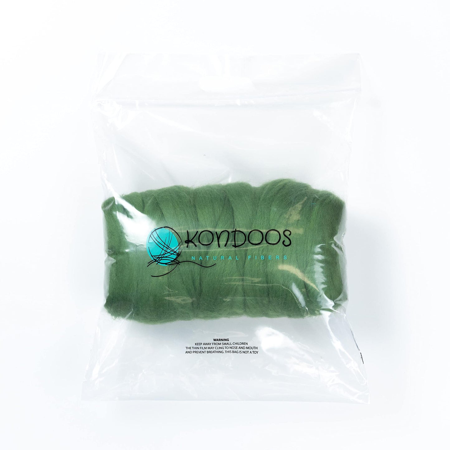 Kondoos Colored Natural wool roving, 1 lb. Best wool for needle felting, wet felting, handcrafts and spinning. (Grass green, 1 lb)