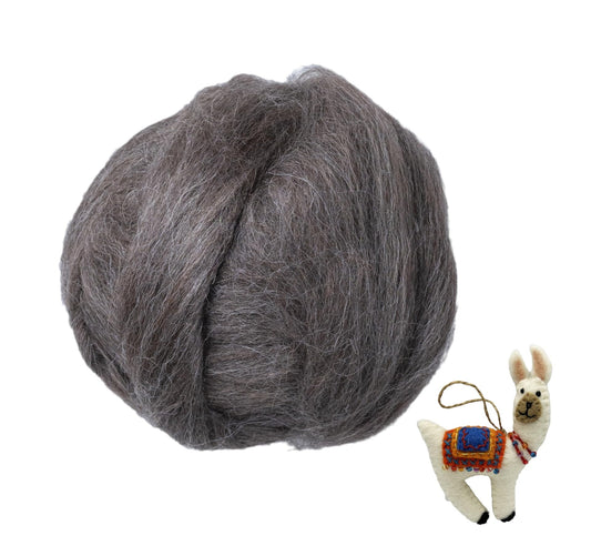 Kondoos Llama Hair roving (Similar to Alpaca), 8 oz. Best for Needle Felting, handcrafts and Spinning. Natural Colors, un-Dyed. (Gray PG, 8oz)