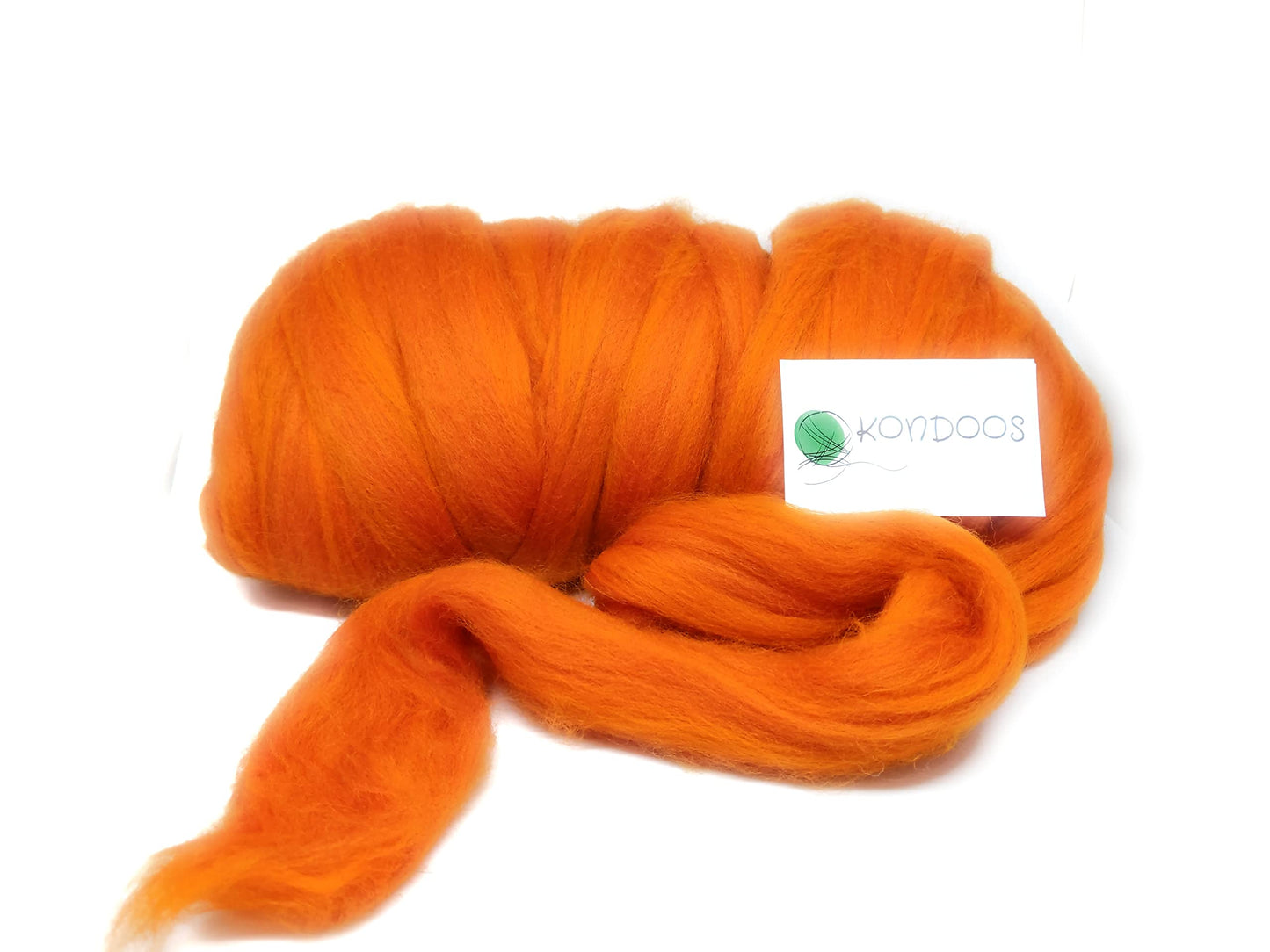 Kondoos Colored Natural Wool roving Chunky Thick 1 lb. Best Wool for Needle Felting, Wet Felting, handcrafts and Spinning Yarn. (Orange, 1 lb)