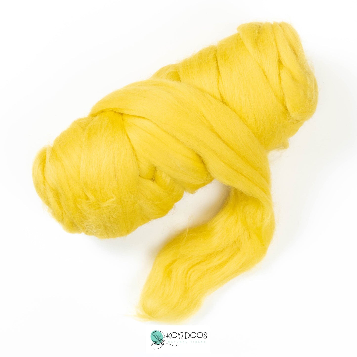 Kondoos Colored Natural Wool roving, 8 OZ. Best Wool for Needle Felting, Wet Felting, handcrafts and Spinning. (Lemon Yellow)