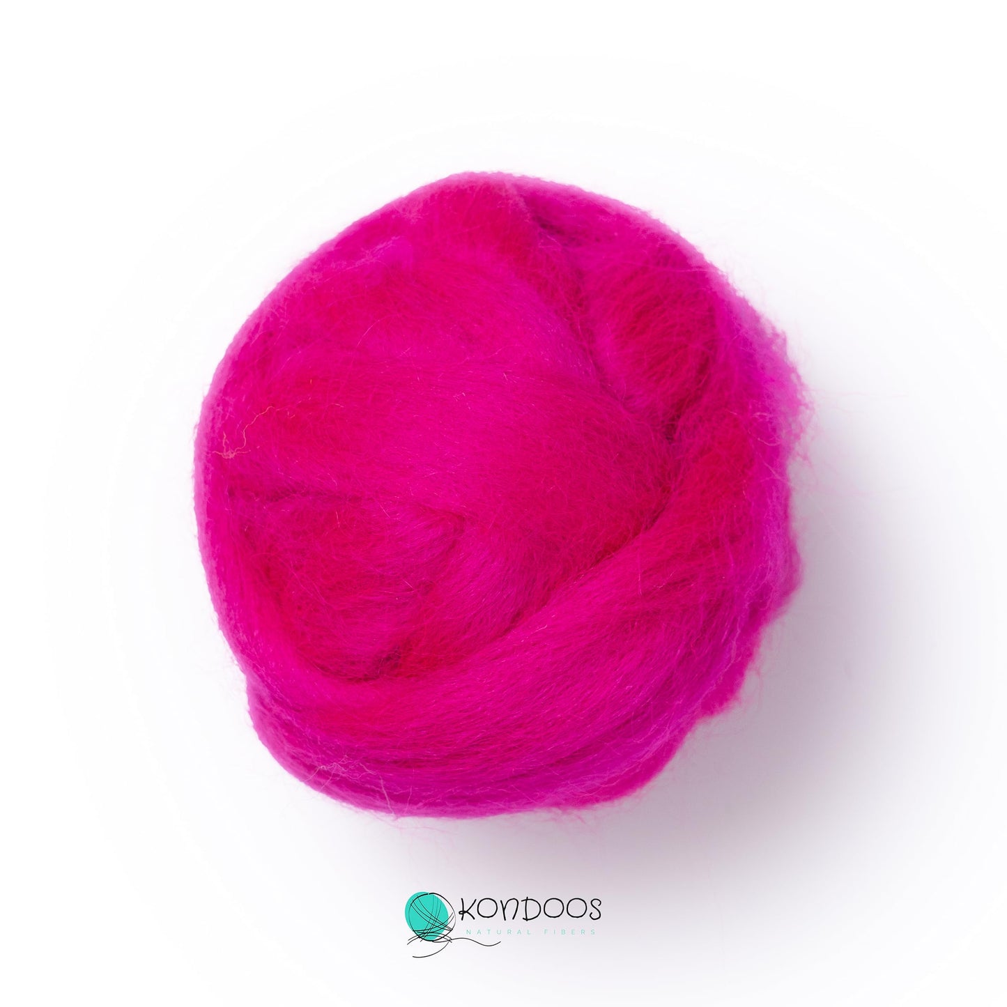 Kondoos Natural Wool roving, 2 OZ. Best Wool for Needle Felting and Wet Felting, handcrafts and DIY Spinning Projects, Wool Felting Supplies. Dyed Colors. (Magenta, 2 oz)