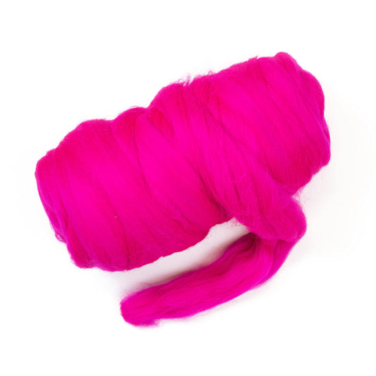 Kondoos Colored Natural Wool roving, 1 lb. Best Wool for Needle Felting, Wet Felting, handcrafts and Spinning. (Magenta, 1 lb)