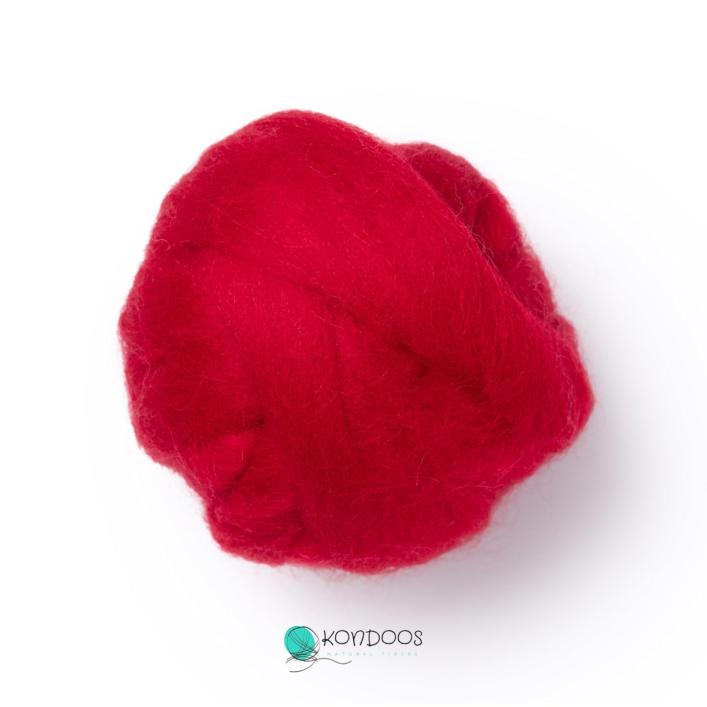 2 oz Natural Wool Roving: Dyed Fiber for Felting, Handcrafts & Spinning  (Red, 2 oz)