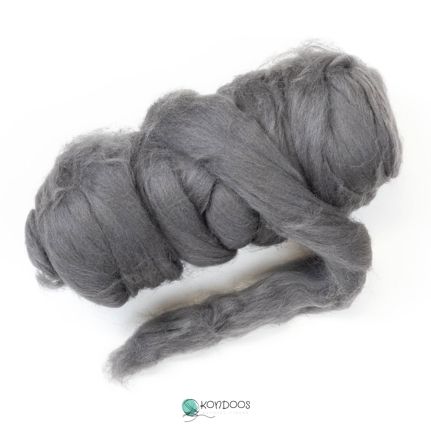 8 oz Natural Wool Roving:  Graphite Colored Fiber for Felting, Handcrafts & Spinning