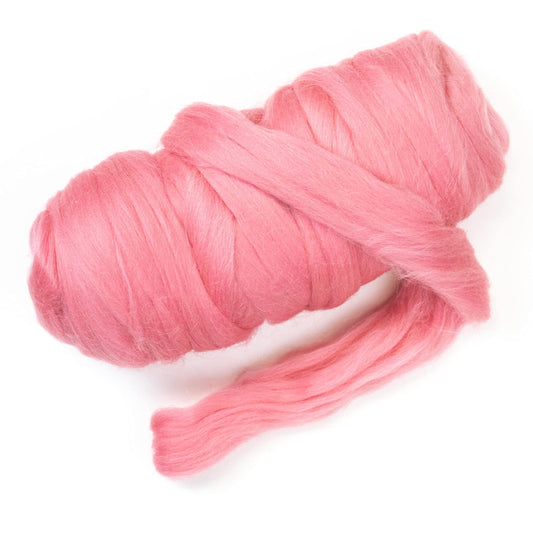 Kondoos Colored Natural Wool roving, 1 lb. Best Wool for Needle Felting, Wet Felting, handcrafts and Spinning. (Wild Watermelon, 1 lb)