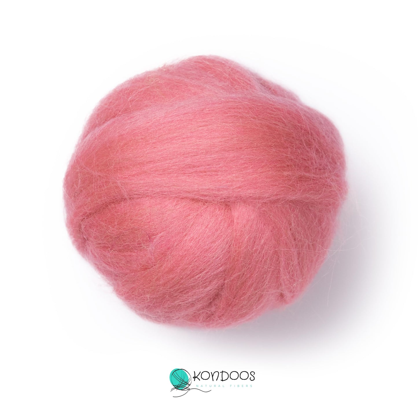 Kondoos Natural Wool roving, 2 OZ. Best Wool for Needle Felting and Wet Felting, handcrafts and DIY Spinning Projects, Wool Felting Supplies. Dyed Colors. (Wild Watermelon, 2 oz)