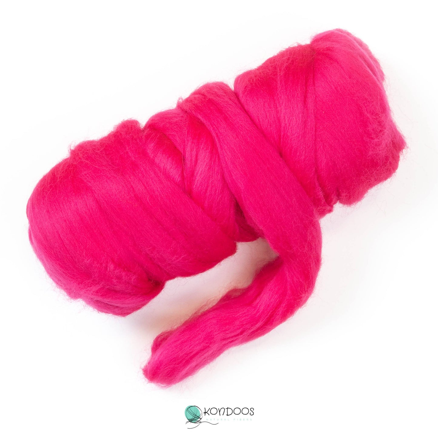 Kondoos Colored Natural Wool roving, 8 OZ. Best Wool for Needle Felting, Wet Felting, handcrafts and Spinning. (Fuchsia)