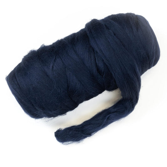 Kondoos Colored Natural Wool roving, 1 lb. Best Wool for Needle Felting, Wet Felting, handcrafts and Spinning. (Blue Navy, 1 lb)