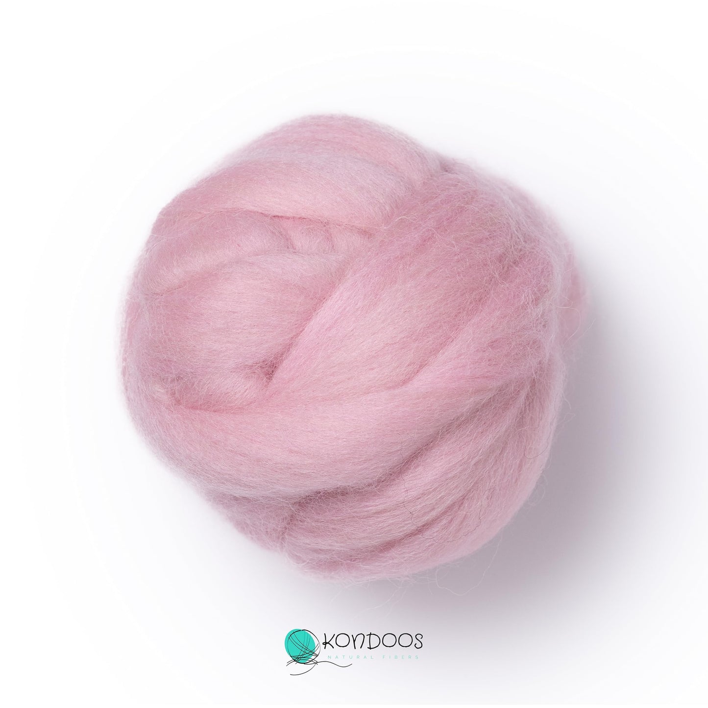 Kondoos Natural Wool roving, 2 OZ. Best Wool for Needle Felting and Wet Felting, handcrafts and DIY Spinning Projects, Wool Felting Supplies. Dyed Colors. (Baby Pink, 2 oz)