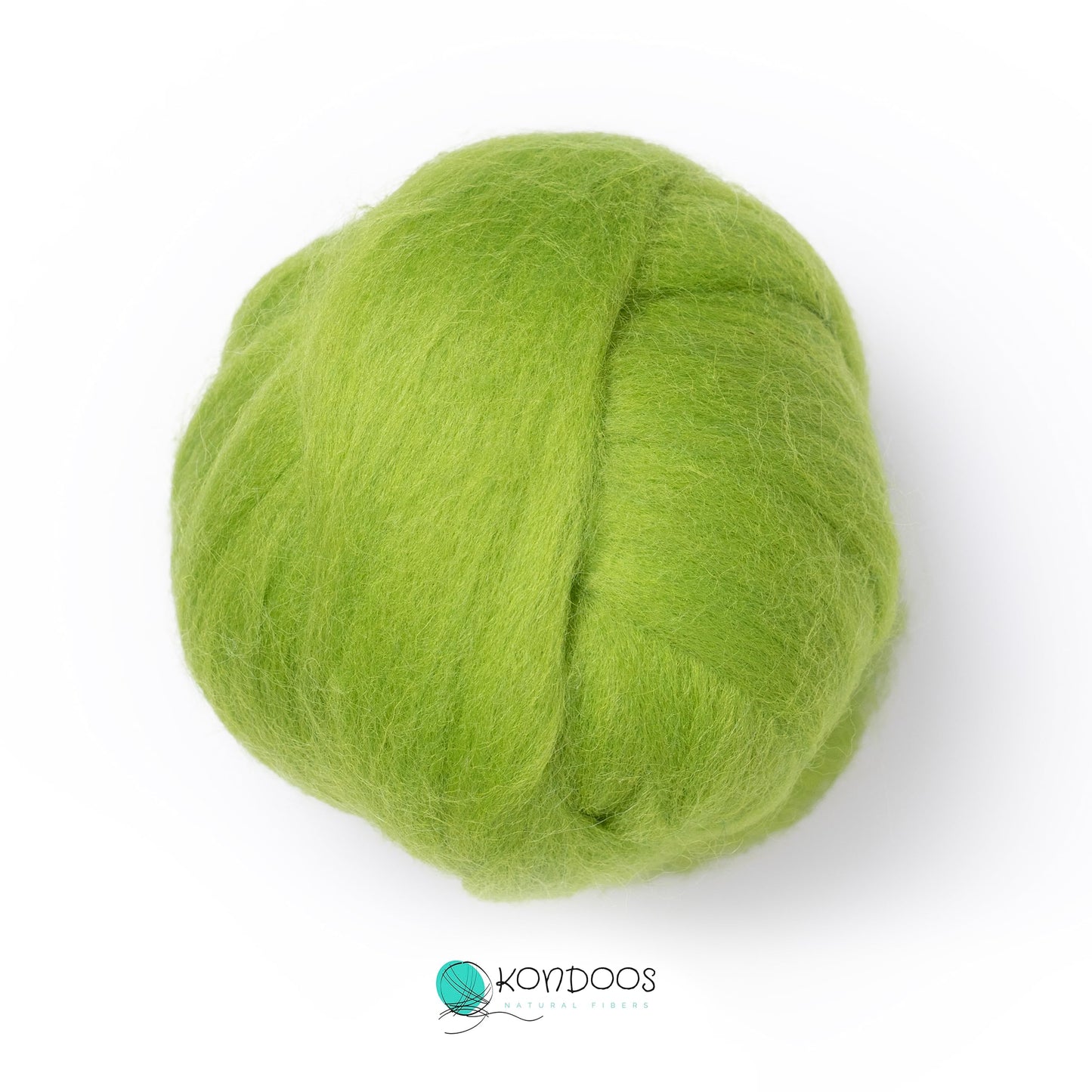 Kondoos Natural Wool roving, 2 OZ. Best Wool for Needle Felting and Wet Felting, handcrafts and DIY Spinning Projects, Wool Felting Supplies. Dyed Colors. (Green Apple, 2 oz)