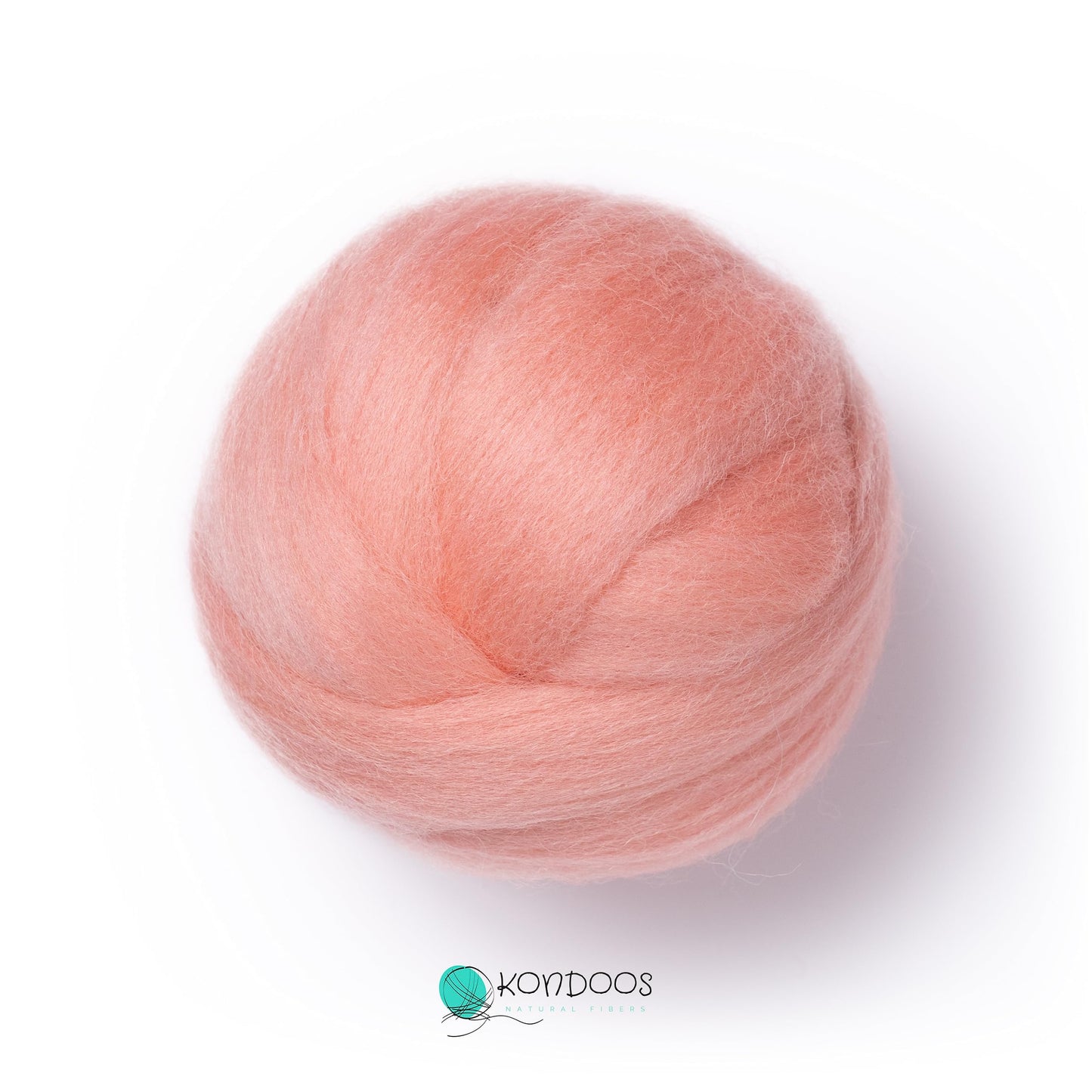 Kondoos Natural Wool roving, 2 OZ. Best Wool for Needle Felting and Wet Felting, handcrafts and DIY Spinning Projects, Wool Felting Supplies. Dyed Colors. (Salmon Pink, 2 oz)