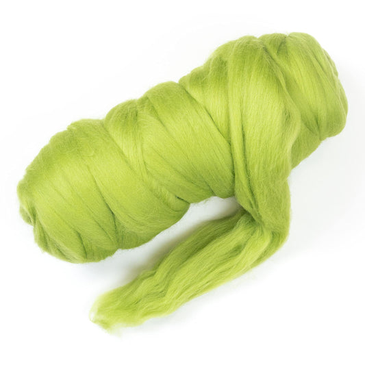 Kondoos Colored Natural Wool roving, 1 lb. Best Wool for Needle Felting, Wet Felting, handcrafts and Spinning. (Green Apple, 1 lb)