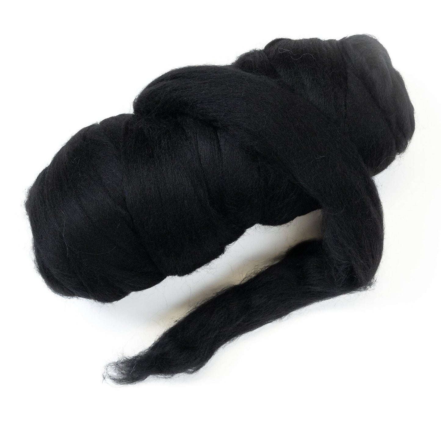 Kondoos Colored Natural Wool roving, 1 lb. Best Wool for Needle Felting, Wet Felting, handcrafts and Spinning. (Total Black, 1 lb)