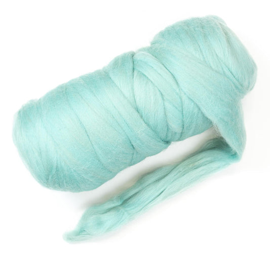 Kondoos Colored Natural Wool roving, 1 lb. Best Wool for Needle Felting, Wet Felting, handcrafts and Spinning. (Acqua, 1 lb)
