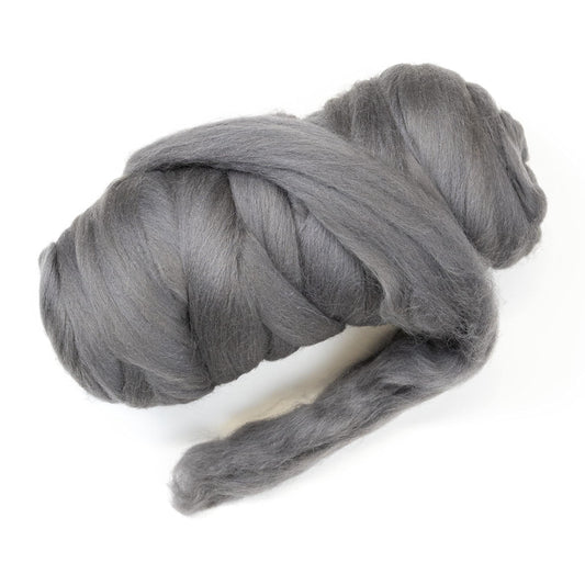 Kondoos Colored Natural Wool roving, 1 lb. Best Wool for Needle Felting, Wet Felting, handcrafts and Spinning. (Graphite, 1 lb)