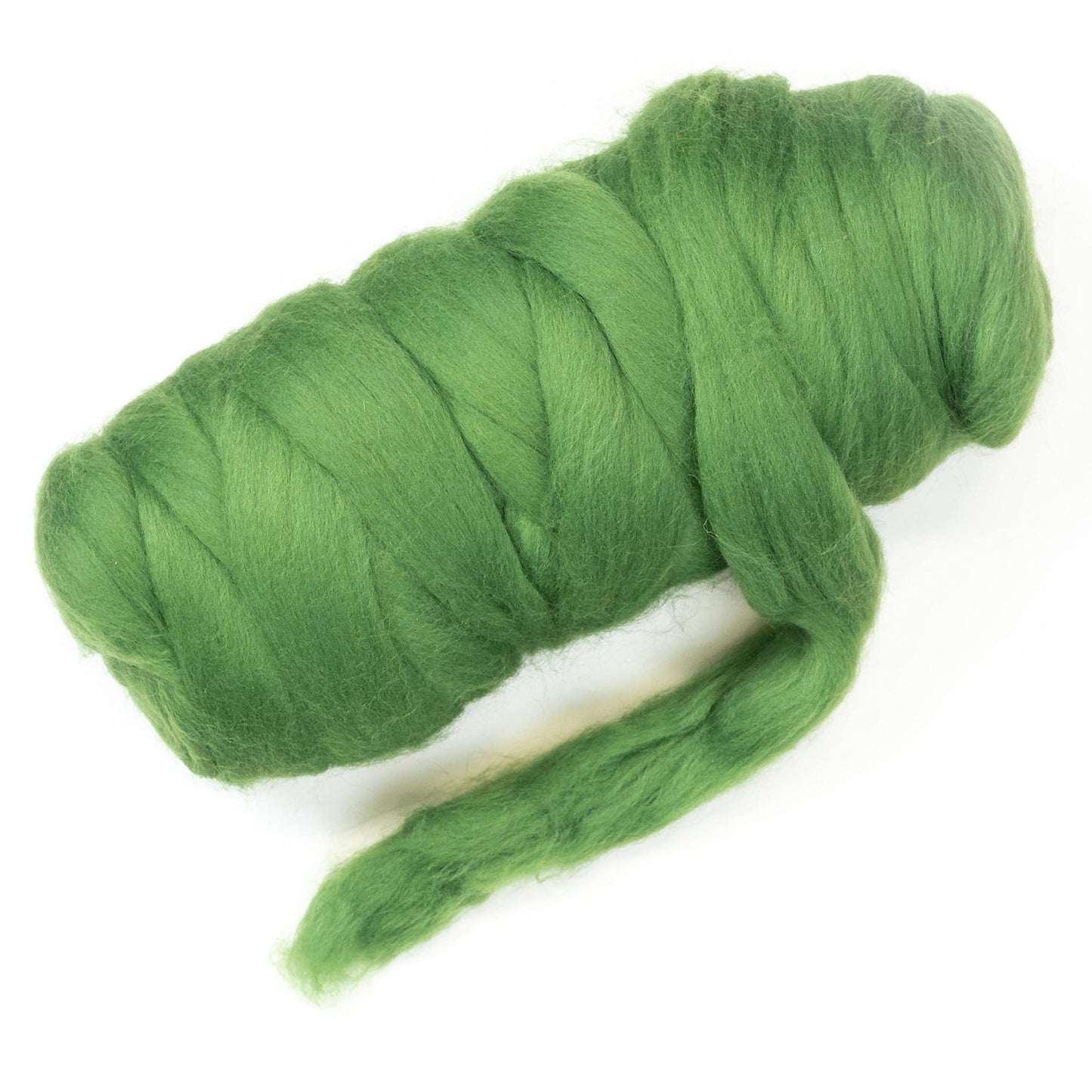 Kondoos Colored Natural wool roving, 1 lb. Best wool for needle felting, wet felting, handcrafts and spinning. (Grass green, 1 lb)