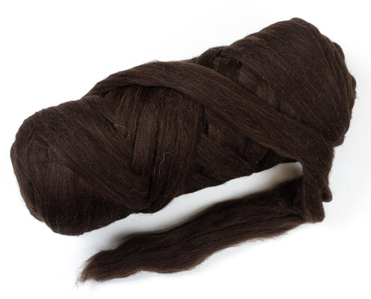 Kondoos Natural Wool Bulk roving Yarn, 2 lb. Best Wool Spinning,Giant arm Knitting, Felting, Chunky Blankets Tapestry thow XXL Plaid un-Dyed. (Dark Brown Chocolate, 2 lb)