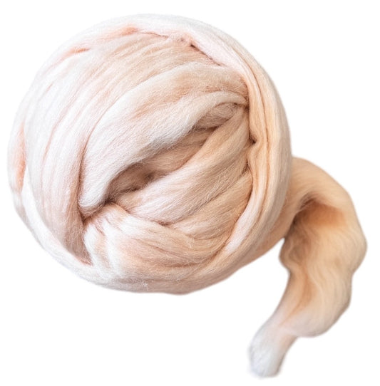 Kondoos Colored Natural wool roving, 8 oz. Best wool for needle felting, wet felting, handcrafts and spinning. (Nude Pink, 8 oz)