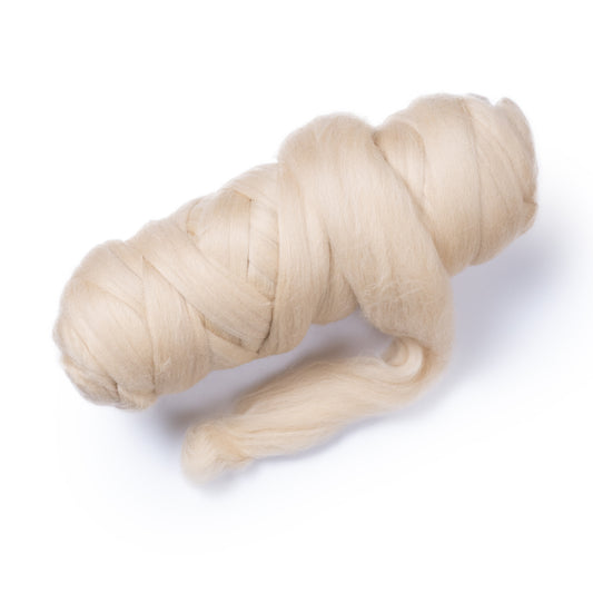 1 lb Natural Wool Roving: Dyed Colored Fiber for Felting, Handcrafts & Spinning (Cream Beige, 1 lb)
